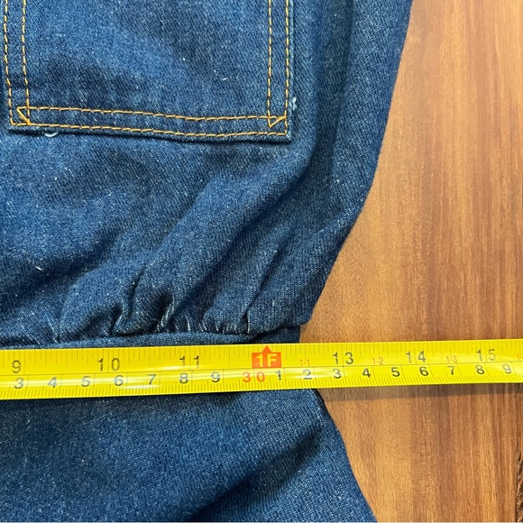 NEIMAN MARCUS denim dress button front elastic waist deadstock NWT sz 9 VINTAGE - Picture 8 of 10